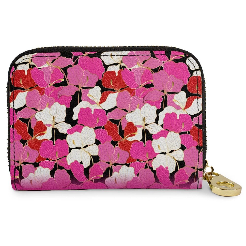 7522 RFID Secure Armored Zipper Wallet Enameled Orchids